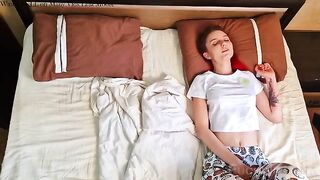 A sexy wife ensures her husband is ready for work with a blowjob