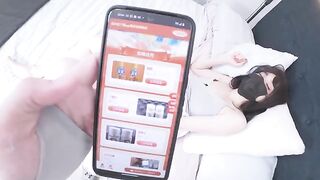 A Chinese girl with big tits was masturbating when someone came in