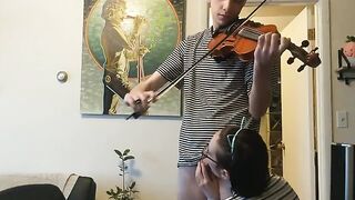 The couple was trying to practice violin but couldn’t control passion