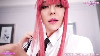 Makima and Power are incredibly hot in purple cosplay babe action
