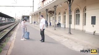 The hunter met a girl at the train station and paid for sex