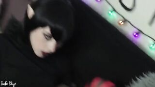Vampire Mavis from Hotel Transylvania gives her fang a blowjob for the first time