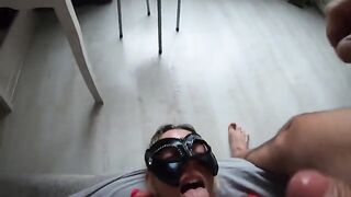 Babe fucked in ass and mouth, receives two cumshot