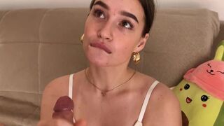 The man received a gentle blowjob, as promised by the beauty