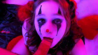 Kinky clown blowjob and facial, a spicy twist on the classic BJ scene