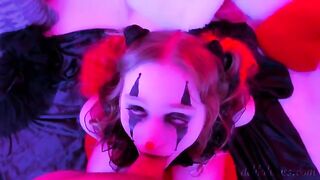 Kinky clown blowjob and facial, a spicy twist on the classic BJ scene