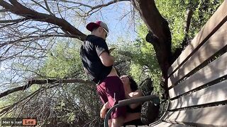 Busty Girl Almost Got Caught Giving BJ by the Lake in Risky Spot