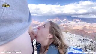 A blonde beauty with a big ass gets fucked on top of the cliff - Horny Hiking