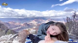 A blonde beauty with a big ass gets fucked on top of the cliff - Horny Hiking