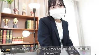 The hot gardener has a great sex session with the Asian teacher in the classroom
