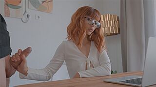 The cute girl fucks with a guy on the Zoom call