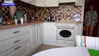 I fucked my best friend's sexy stepmom in the kitchen, it was wild!