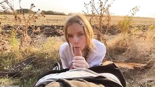 A beautiful Russian babe got fucked outdoors and got cum on her face