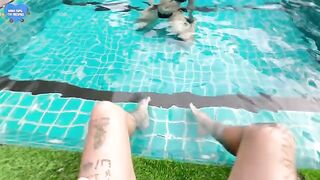 My girlfriend's best friend fucked me in the pool, right in the water