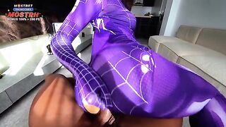 Mary J steals Miles Morales' powers with multiple creampies in this steamy Spiderman scene