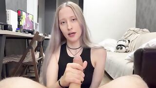 A cute girl in silver hair wants to get a cream pie in her pussy