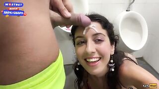 Public blowjob and cumwalk in waterfall, riskier than ever before!