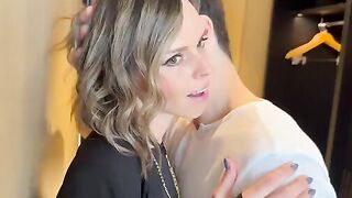 A wife got fucked by two cocks after a night out and got cum all over her face