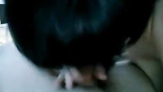 A drunken brunette woke up her husband with a blowjob, a steamy homemade scene