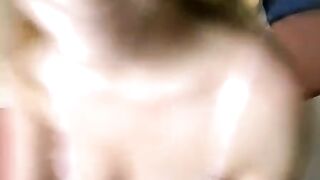 Blonde with glasses fucked at home by a young man