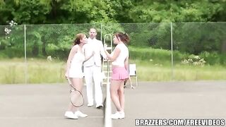 A girl has sex with her rich uncle on the tennis court