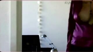 Peeping through big tits is a very interesting sight to see