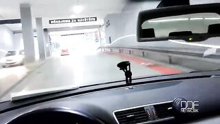 A cute girl gave a blowjob to her driver friend in his car