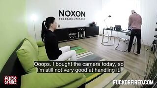 Brunette woman fucked on the table by a casting agent in 2022