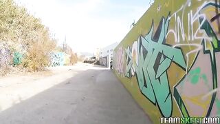 A hot guy fucked a girl in the public passage