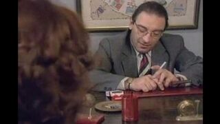 A 50-year-old man penetrates a young student at the table
