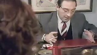A 50-year-old man penetrates a young student at the table