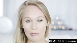 A blonde girl has an intense experience with a BBC