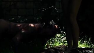 Blonde beauty got fucked in the garden by a sly guy