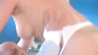 A blonde girl has sex in white stockings, it’s beautiful and intense