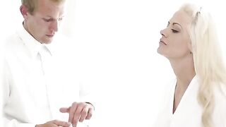 The newlyweds do not waste time and have sex immediately after the wedding