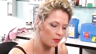 A girl with a clit piercing plays with her new sex toy