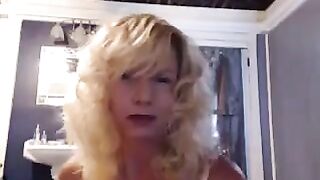 Aged woman has sex in the bathroom with pleasure