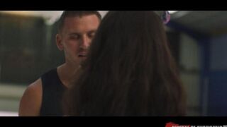 A fan met a hockey player and fucked in the stadium, right in the midst of the action!