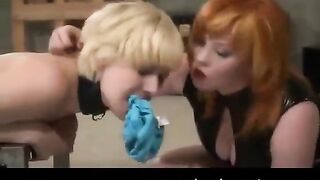 Lesbian beauties enjoy BDSM sex and bind each other