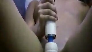 A girl touches herself, then her partner takes over the process