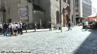 A girl showed her pussy to all the public, it was quite a sight