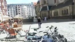 A girl showed her pussy to all the public, it was quite a sight