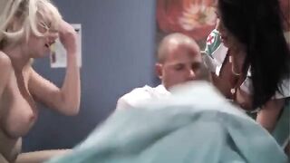 Two hot nurses are having a threesome sex with a man
