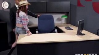 An Asian guy fucks his secretary at his workplace, and she loves it