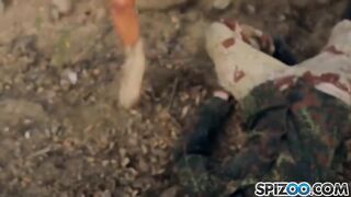 Two hot blondies getting fucked in an abandoned house