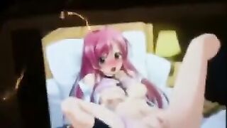 Hentai girl was very fond of certain anime and masturbated to them