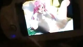 Hentai girl was very fond of certain anime and masturbated to them