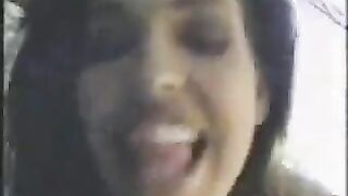 Two girls having fun on the island with a guy in POV style