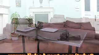 Skinny babe got banged on the couch during casting