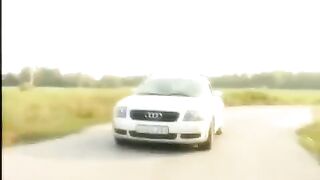 A blonde got her shaved pussy on the bonnet for protection